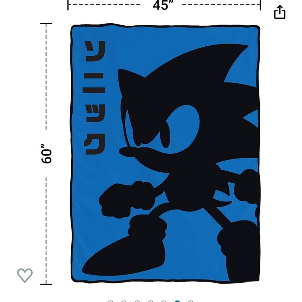 Sonic The Hedgehog Fleece Blanket [Blue and Black 46"x60"]